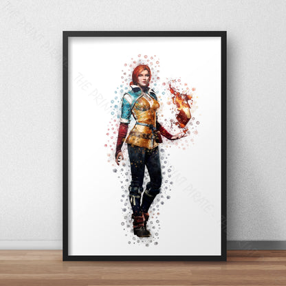 Gaming 'THE WITCHER - TRISS' Watercolour Splash Wall Art Print