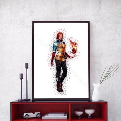 Gaming 'THE WITCHER - TRISS' Watercolour Splash Wall Art Print