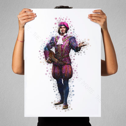 Gaming 'THE WITCHER - DANDILION' Watercolour Splash Wall Art Print