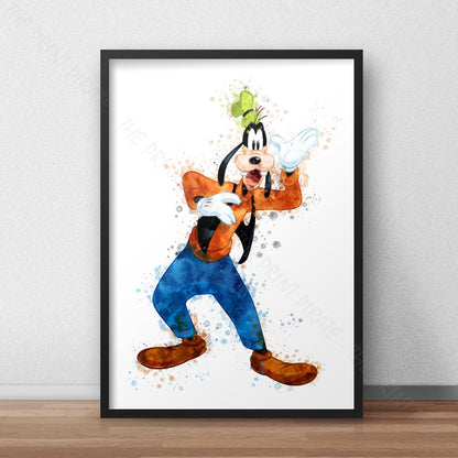 Disney 'GOOFY' Character Watercolour Splash Wall Art Print