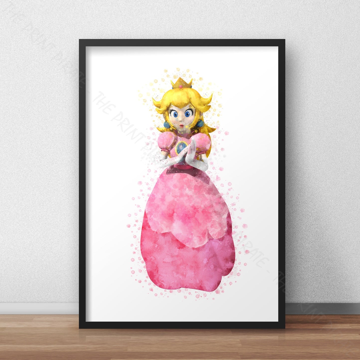 Gaming 'PRINCESS PEACH' Mario Watercolour Splash Wall Art Print