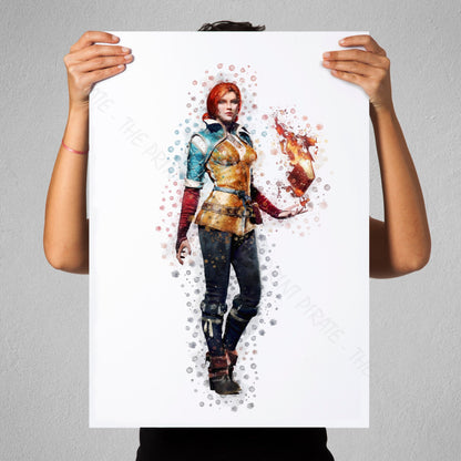 Gaming 'THE WITCHER - TRISS' Watercolour Splash Wall Art Print