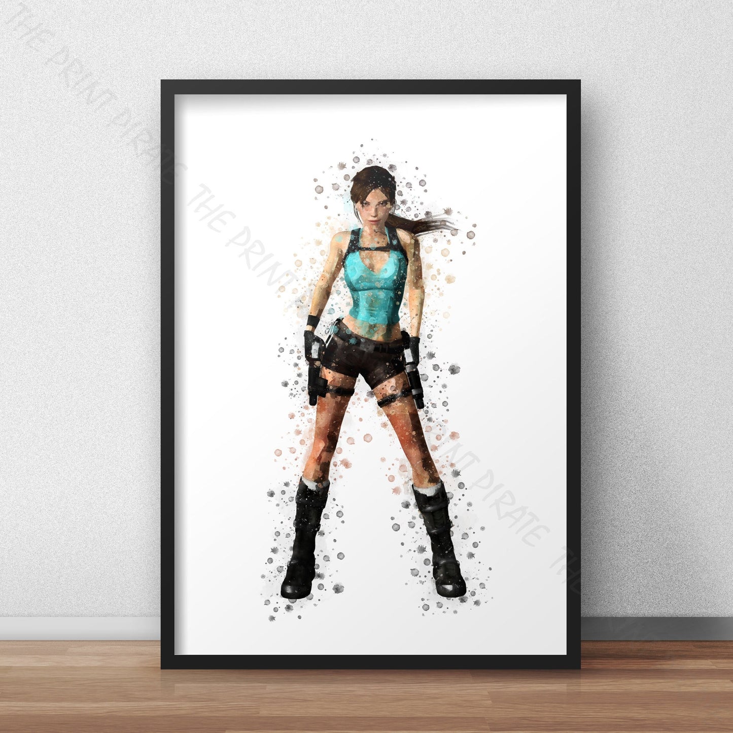 Gaming 'LARA CROFT' Tomb Raider Watercolour Splash Wall Art Print