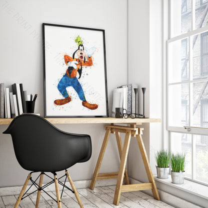 Disney 'GOOFY' Character Watercolour Splash Wall Art Print