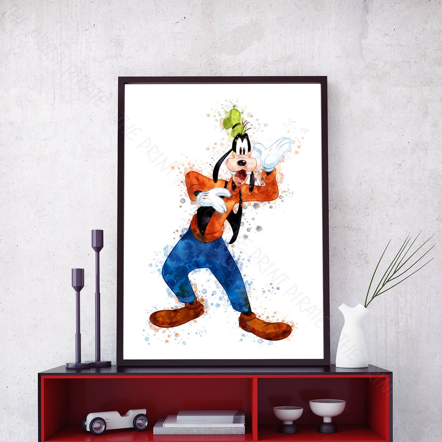 Disney 'GOOFY' Character Watercolour Splash Wall Art Print