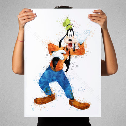 Disney 'GOOFY' Character Watercolour Splash Wall Art Print