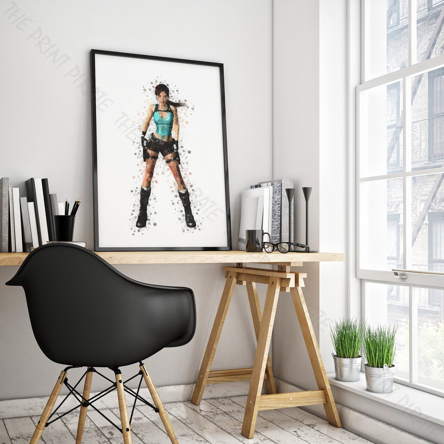 Gaming 'LARA CROFT' Tomb Raider Watercolour Splash Wall Art Print