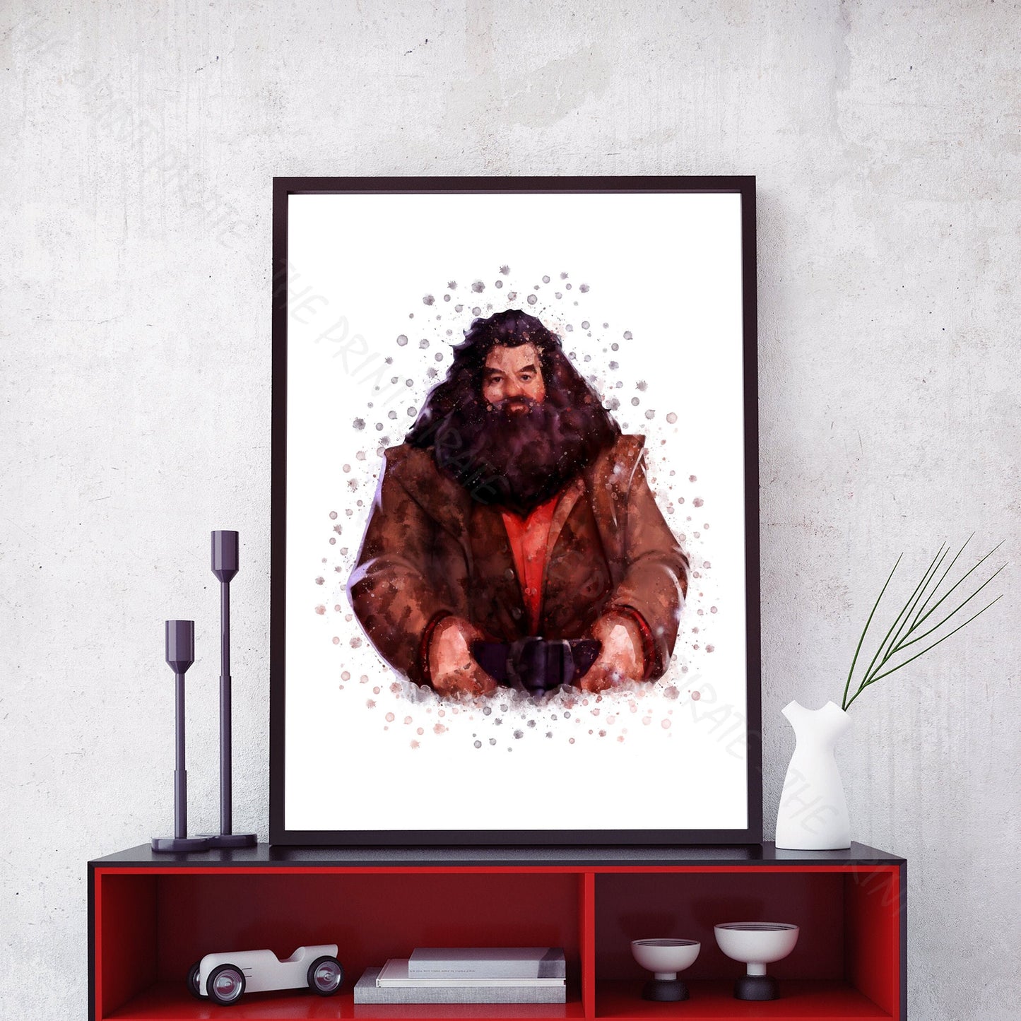 Wizarding World 'RUBEUS HAGRID' Hogwarts Harry Potter / Fantastic Beasts Watercolour Splash Wall Art Print