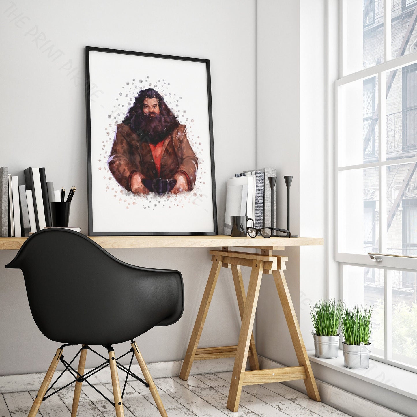 Wizarding World 'RUBEUS HAGRID' Hogwarts Harry Potter / Fantastic Beasts Watercolour Splash Wall Art Print