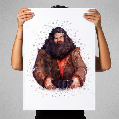 Wizarding World 'RUBEUS HAGRID' Hogwarts Harry Potter / Fantastic Beasts Watercolour Splash Wall Art Print