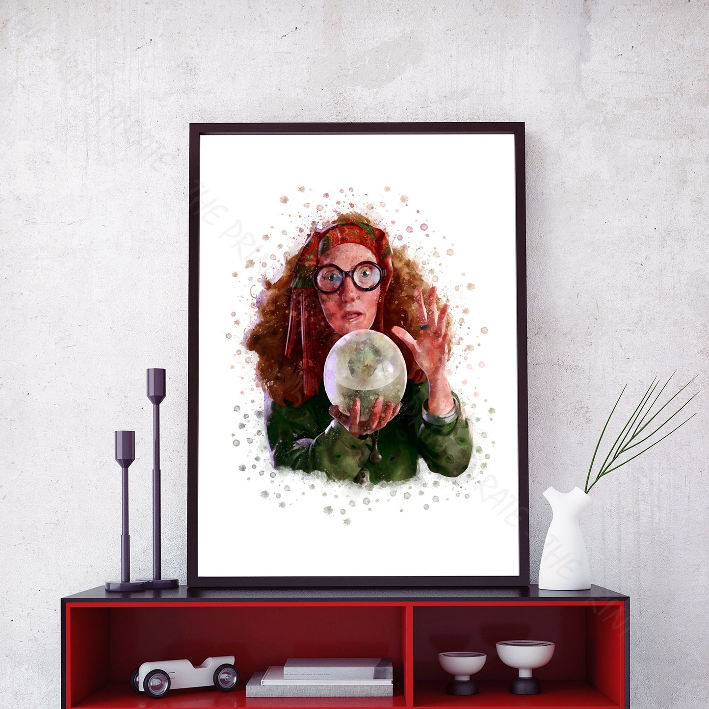 Wizarding World 'PROFESSOR TRELAWNEY' Hogwarts Harry Potter / Fantastic Beasts Watercolour Splash Wall Art Print