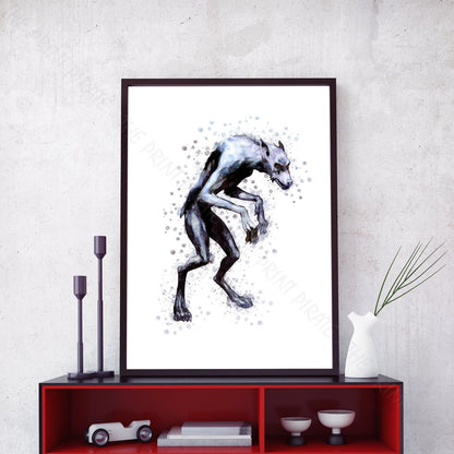 Wizarding World 'WEREWOLF' Hogwarts Harry Potter / Fantastic Beasts Watercolour Splash Wall Art Print