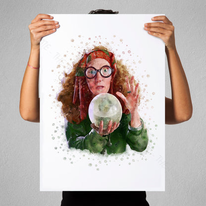 Wizarding World 'PROFESSOR TRELAWNEY' Hogwarts Harry Potter / Fantastic Beasts Watercolour Splash Wall Art Print