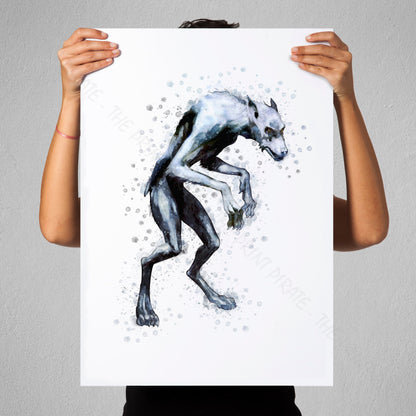 Wizarding World 'WEREWOLF' Hogwarts Harry Potter / Fantastic Beasts Watercolour Splash Wall Art Print