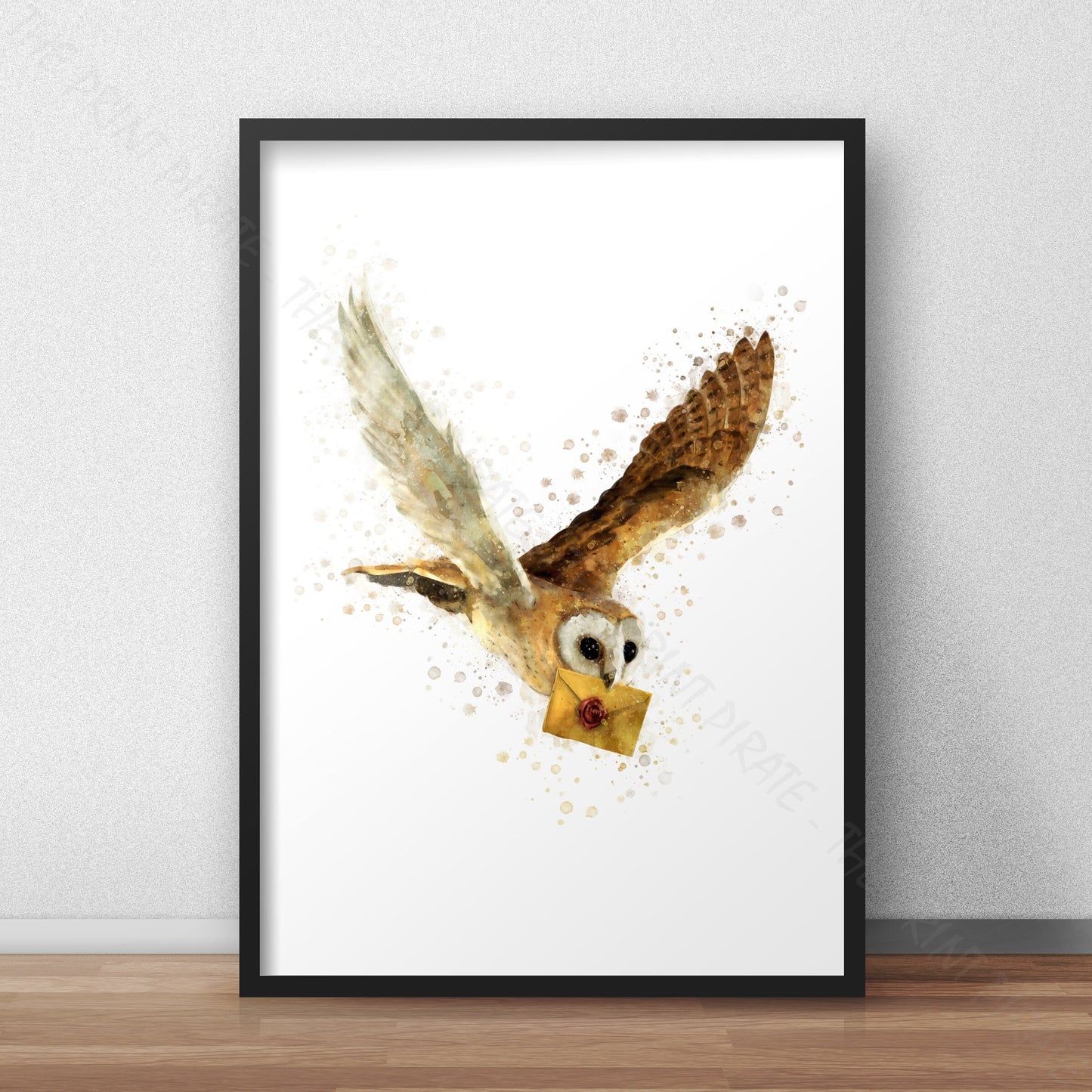 Wizarding World 'OWL POST' Hogwarts Harry Potter / Fantastic Beasts Watercolour Splash Wall Art Print