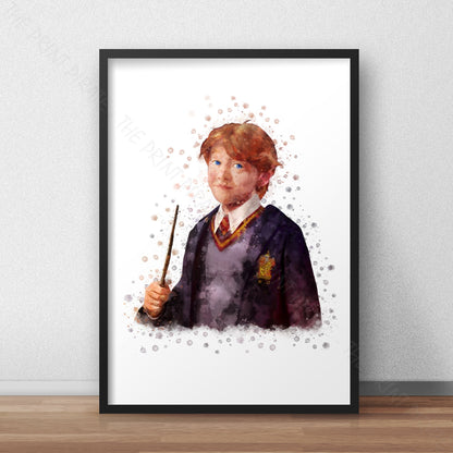 Wizarding World 'RONALD WEASLEY' Hogwarts Harry Potter / Fantastic Beasts Watercolour Splash Wall Art Print