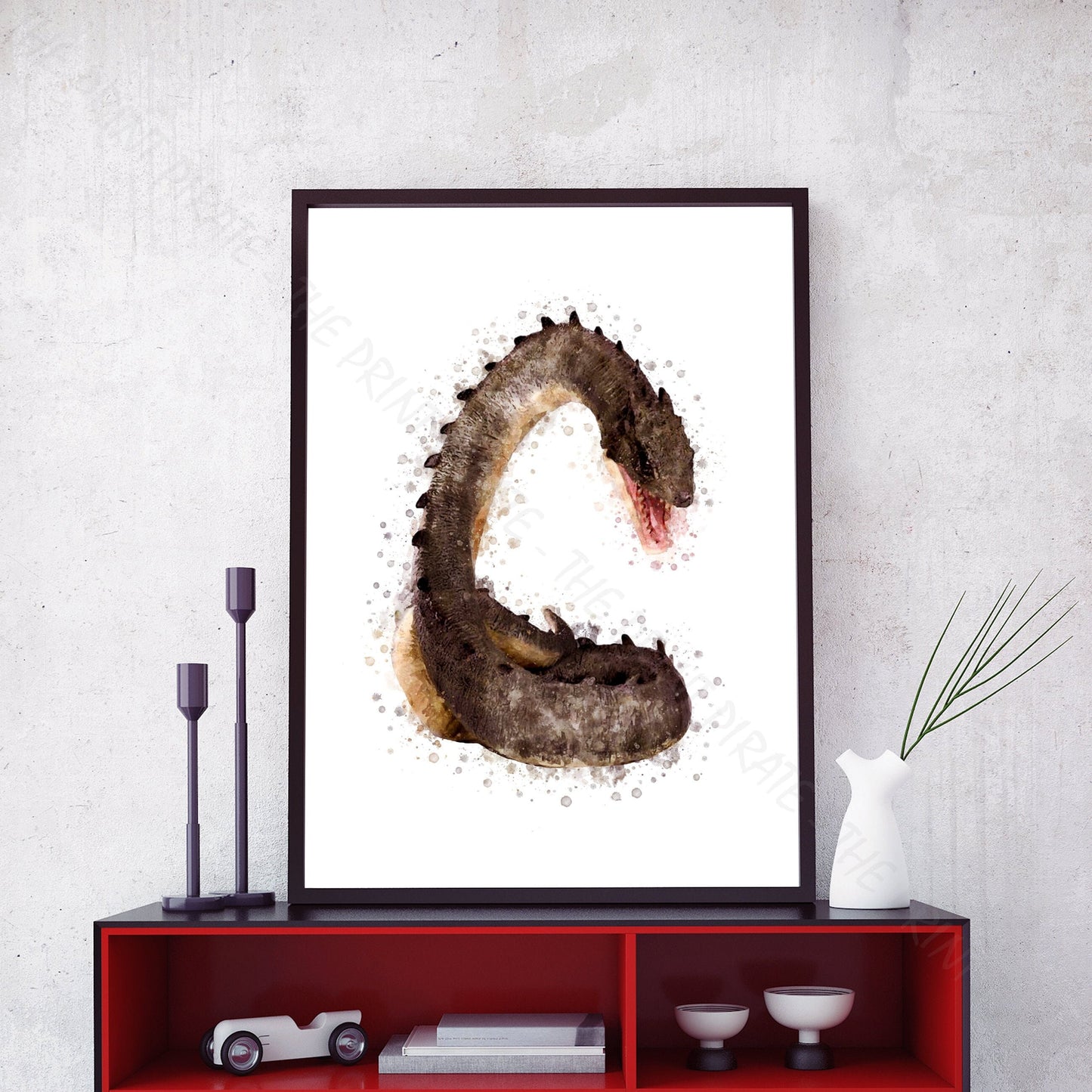 Wizarding World 'BASILISK' Hogwarts Harry Potter / Fantastic Beasts Watercolour Splash Wall Art Print