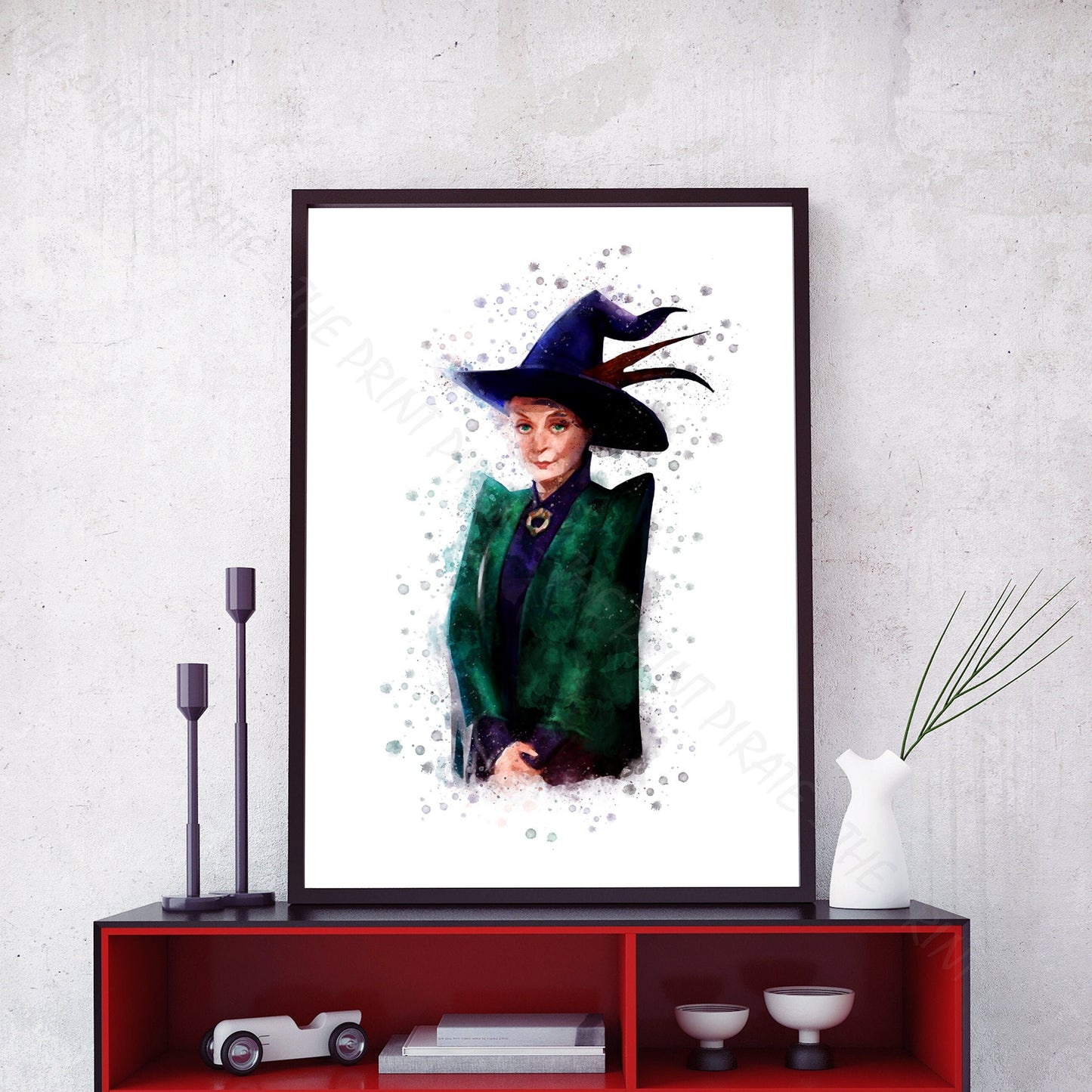 Wizarding World 'PROFESSOR McGONAGALL' Hogwarts Harry Potter / Fantastic Beasts Watercolour Splash Wall Art Print