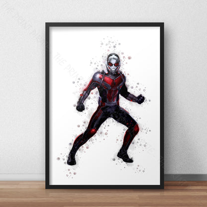 Superhero 'ANT MAN' Marvel Watercolour Splash Wall Art Print