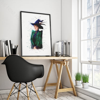 Wizarding World 'PROFESSOR McGONAGALL' Hogwarts Harry Potter / Fantastic Beasts Watercolour Splash Wall Art Print