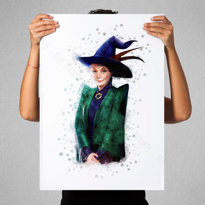 Wizarding World 'PROFESSOR McGONAGALL' Hogwarts Harry Potter / Fantastic Beasts Watercolour Splash Wall Art Print