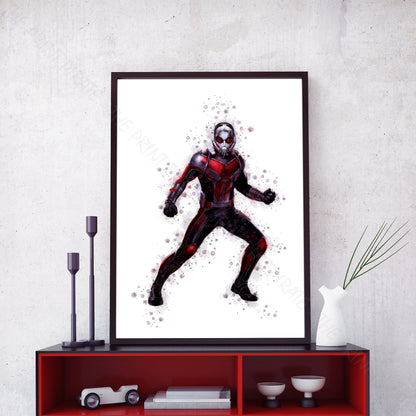 Superhero 'ANT MAN' Marvel Watercolour Splash Wall Art Print