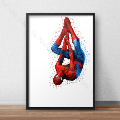 Superhero 'SPIDERMAN' Upside down No.6 Marvel Watercolour Splash Wall Art Print