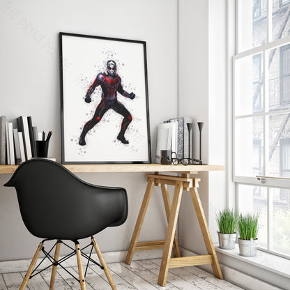 Superhero 'ANT MAN' Marvel Watercolour Splash Wall Art Print