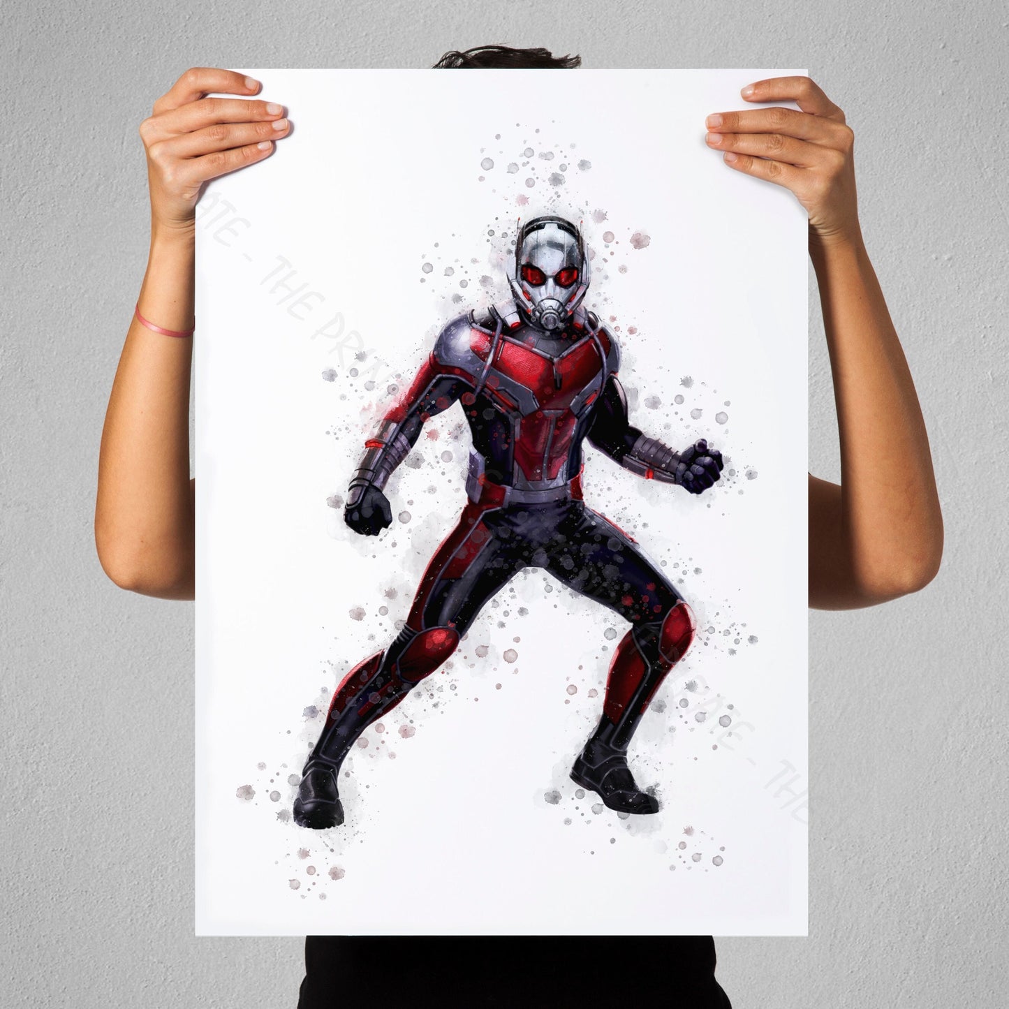 Superhero 'ANT MAN' Marvel Watercolour Splash Wall Art Print