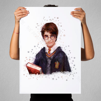 Wizarding World 'HARRY POTTER' Hogwarts Harry Potter / Fantastic Beasts Watercolour Splash Wall Art Print