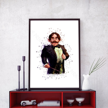 Wizarding World 'PROFESSOR FLITWICK' Hogwarts Harry Potter / Fantastic Beasts Watercolour Splash Wall Art Print