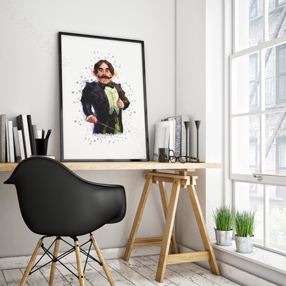 Wizarding World 'PROFESSOR FLITWICK' Hogwarts Harry Potter / Fantastic Beasts Watercolour Splash Wall Art Print