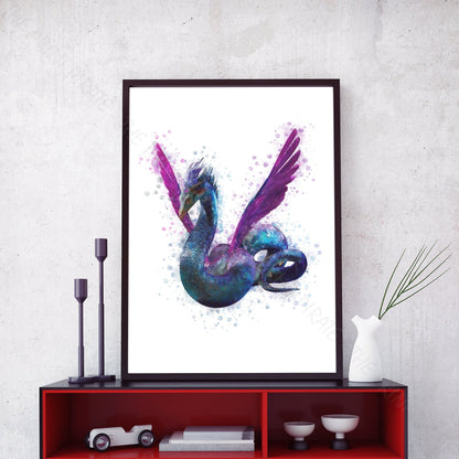 Wizarding World 'OCCAMY' Hogwarts Harry Potter / Fantastic Beasts Watercolour Splash Wall Art Print