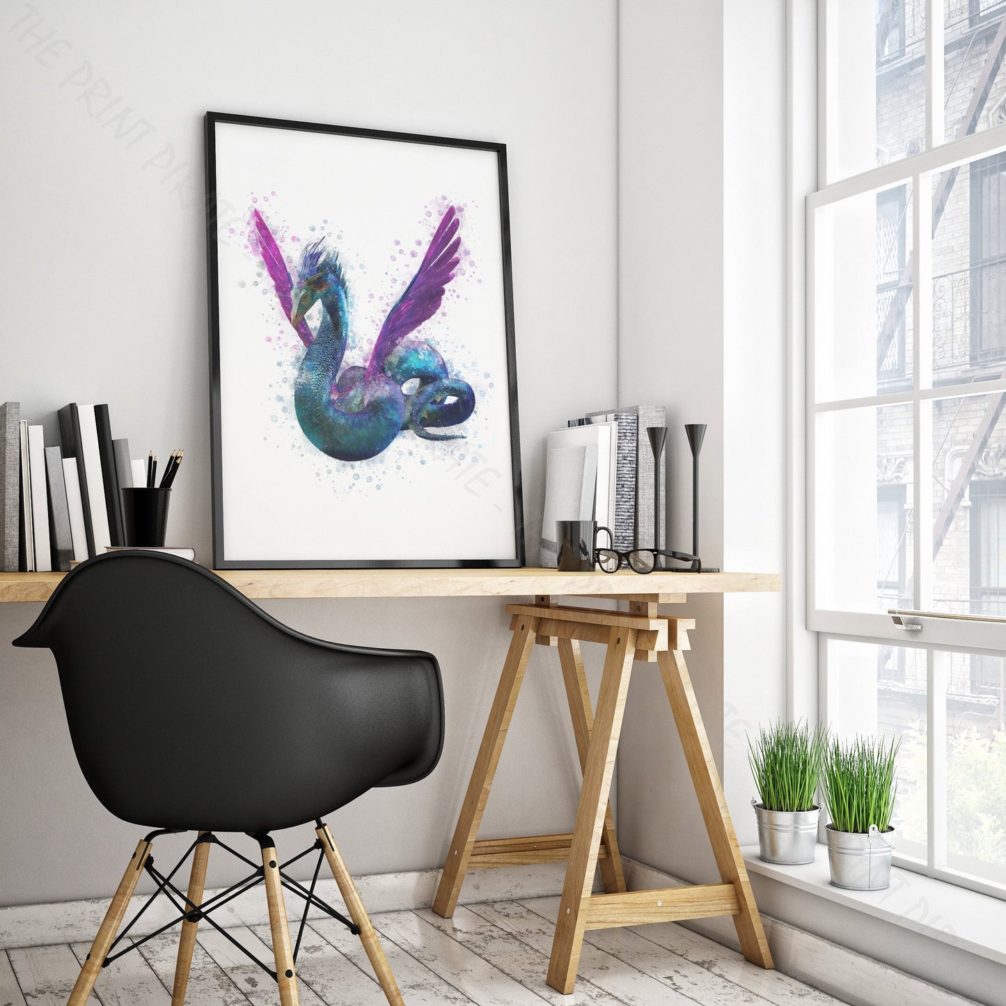 Wizarding World 'OCCAMY' Hogwarts Harry Potter / Fantastic Beasts Watercolour Splash Wall Art Print