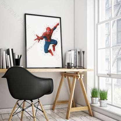 Superhero 'SPIDERMAN' Shooting No.3 Marvel Watercolour Splash Wall Art Print