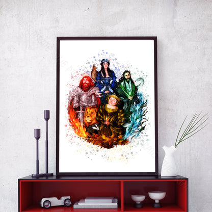 Wizarding World 'HOGWARTS FOUNDERS' Hogwarts Harry Potter / Fantastic Beasts Watercolour Splash Wall Art Print