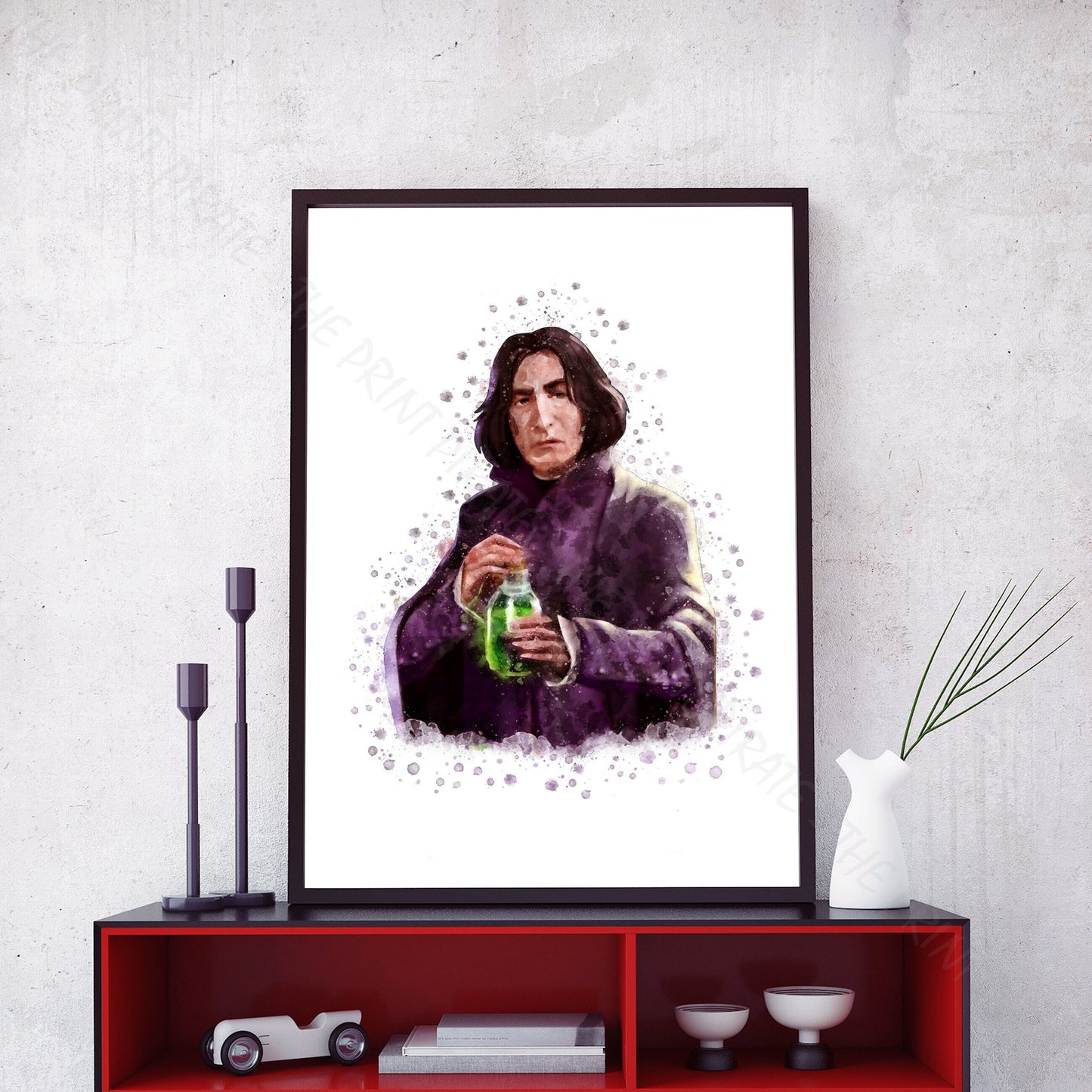 Wizarding World 'PROFESSOR SNAPE' Hogwarts Harry Potter / Fantastic Beasts Watercolour Splash Wall Art Print