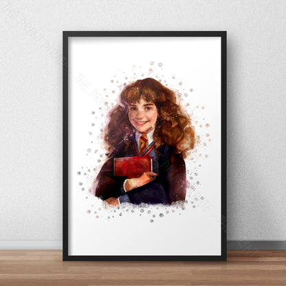 Wizarding World 'HERMIONE GRANGER' Hogwarts Harry Potter / Fantastic Beasts Watercolour Splash Wall Art Print