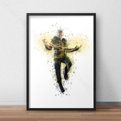 SuperVillain 'ELECTRO' Marvel Watercolour Splash Wall Art Print