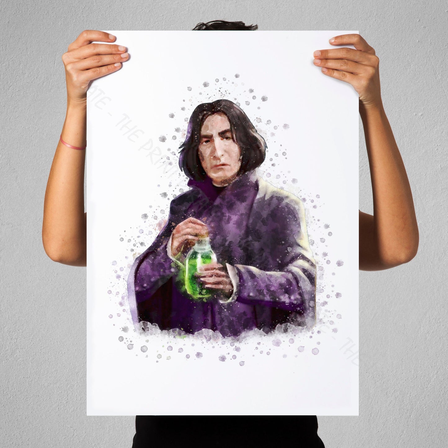 Wizarding World 'PROFESSOR SNAPE' Hogwarts Harry Potter / Fantastic Beasts Watercolour Splash Wall Art Print