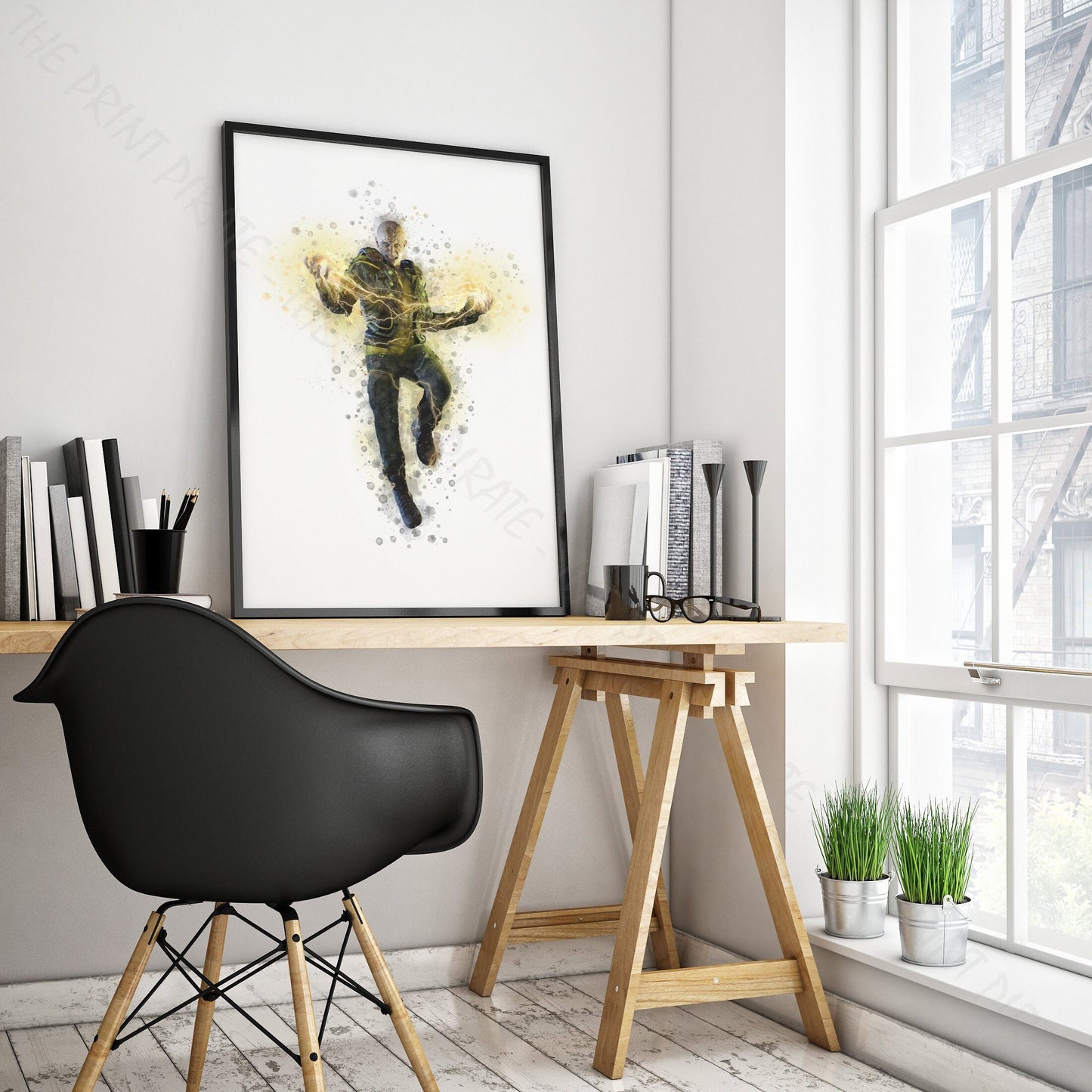 SuperVillain 'ELECTRO' Marvel Watercolour Splash Wall Art Print