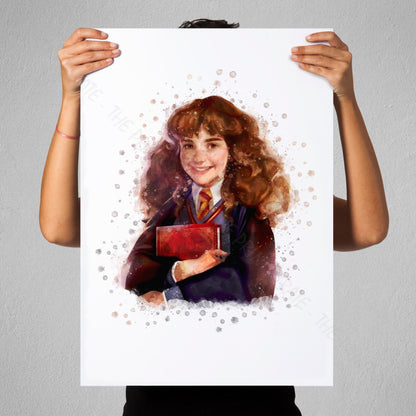 Wizarding World 'HERMIONE GRANGER' Hogwarts Harry Potter / Fantastic Beasts Watercolour Splash Wall Art Print