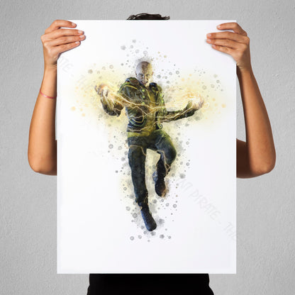 SuperVillain 'ELECTRO' Marvel Watercolour Splash Wall Art Print