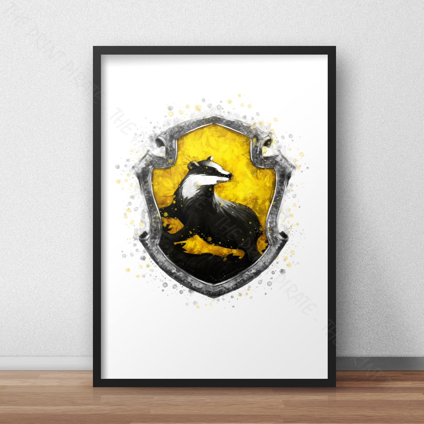 Wizarding World 'HUFFLEPUFF CREST' Hogwarts Harry Potter / Fantastic Beasts Watercolour Splash Wall Art Print