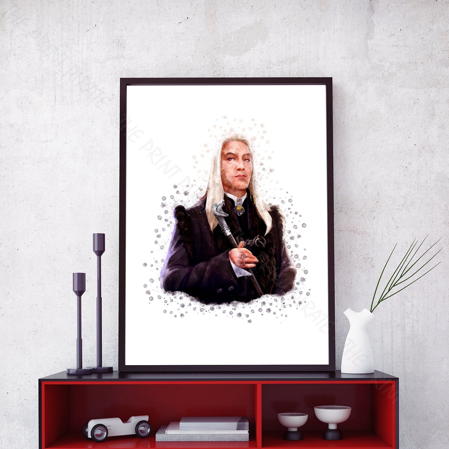 Wizarding World 'LUCIUS MALFOY' Hogwarts Harry Potter / Fantastic Beasts Watercolour Splash Wall Art Print