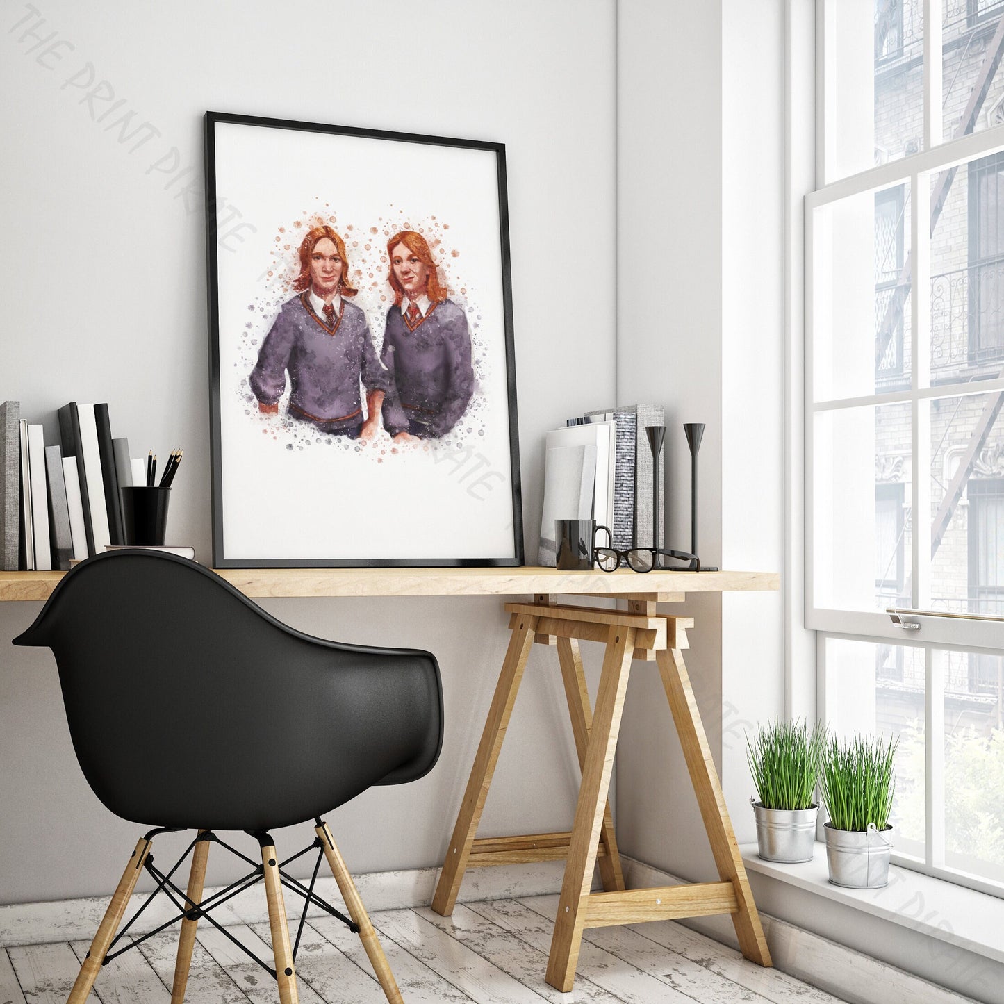 Wizarding World 'FRED AND GEORGE' Hogwarts Harry Potter / Fantastic Beasts Watercolour Splash Wall Art Print