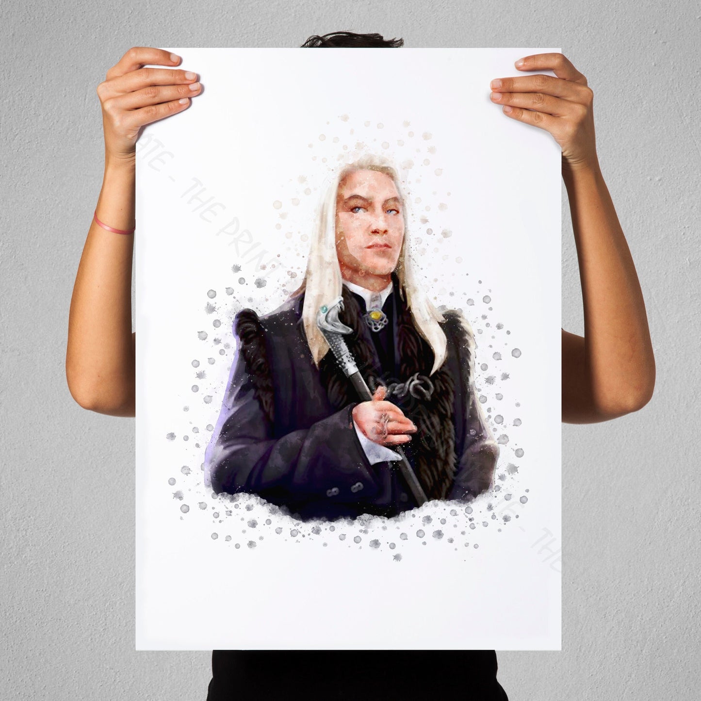 Wizarding World 'LUCIUS MALFOY' Hogwarts Harry Potter / Fantastic Beasts Watercolour Splash Wall Art Print