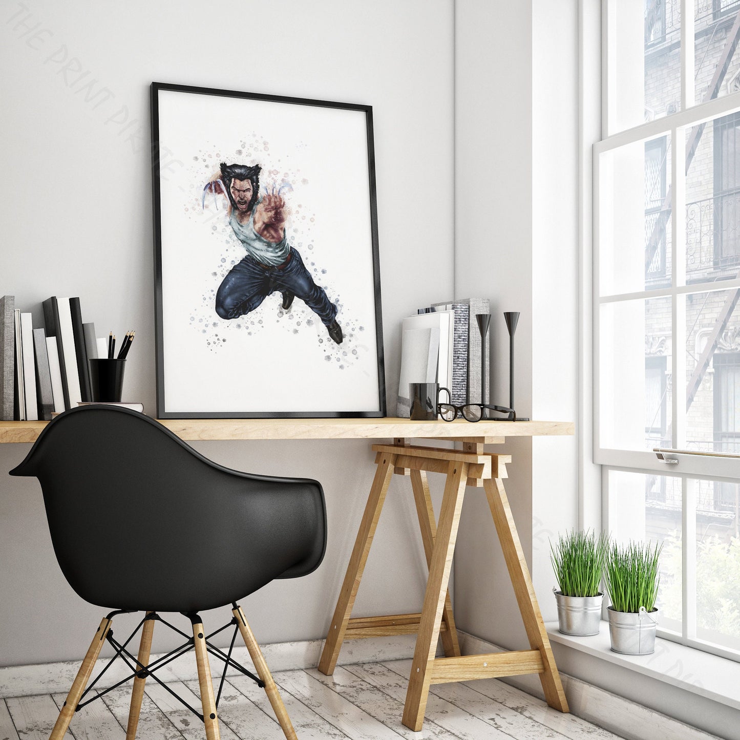 Superhero 'WOLVERINE' Marvel Watercolour Splash Wall Art Print