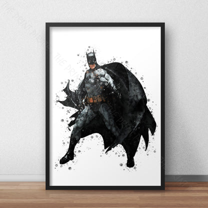 Superhero 'BATMAN' DC Watercolour Splash Wall Art Print