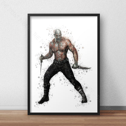 Superhero 'DRAX' Marvel Watercolour Splash Wall Art Print